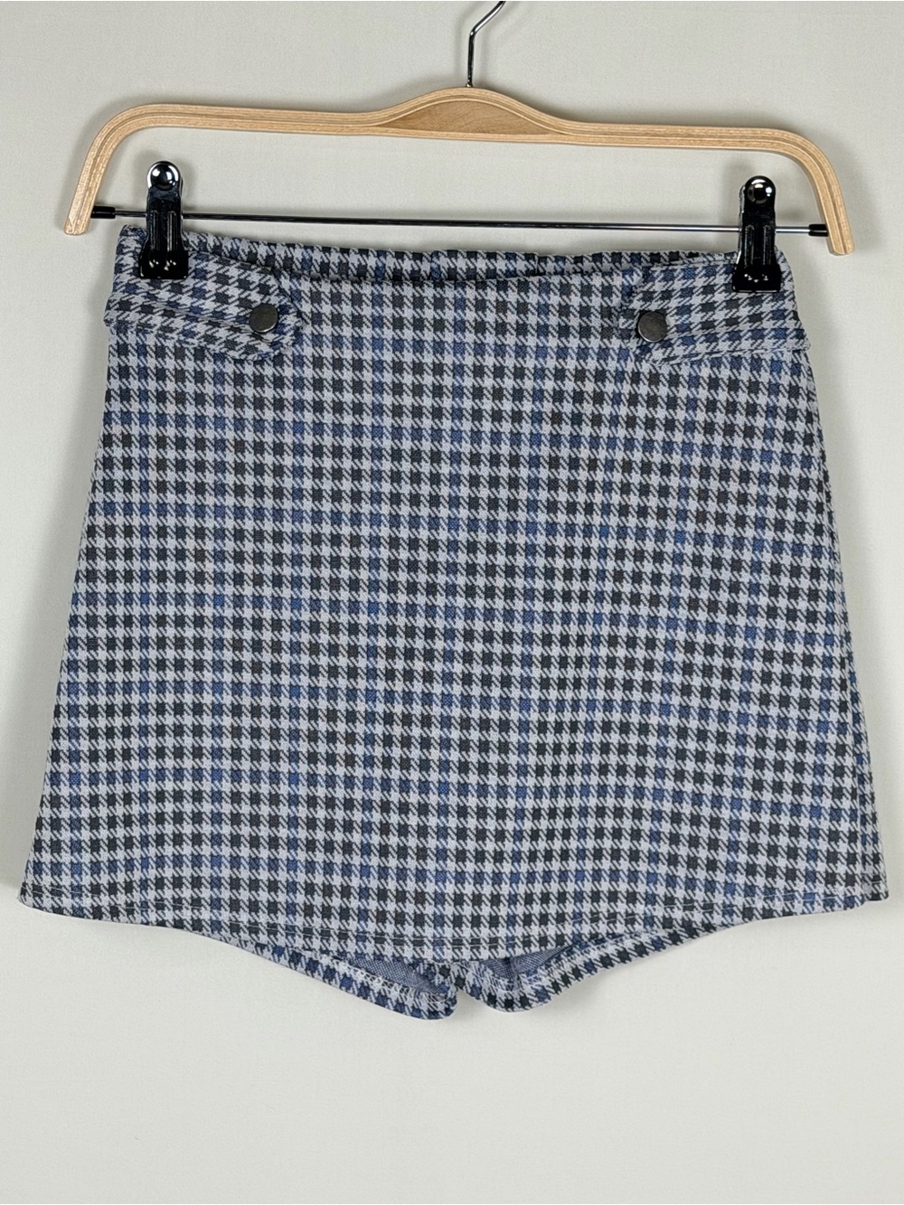 Houndstooth Mini Skort Blue Black Preppy Academia Y2K Small Skirt Shorts Livi